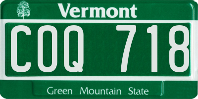 VT license plate COQ718