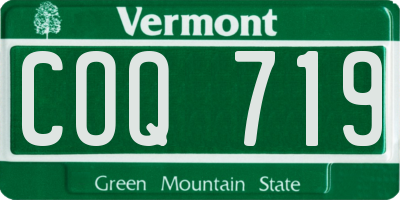 VT license plate COQ719