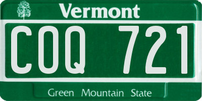 VT license plate COQ721