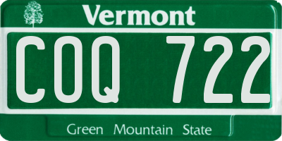 VT license plate COQ722