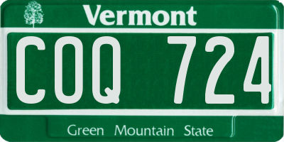 VT license plate COQ724