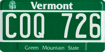 VT license plate COQ726