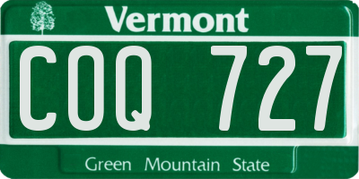 VT license plate COQ727