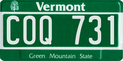 VT license plate COQ731