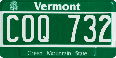 VT license plate COQ732