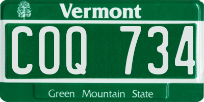 VT license plate COQ734