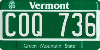 VT license plate COQ736