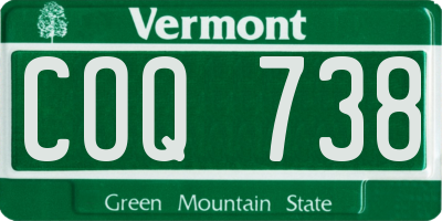 VT license plate COQ738