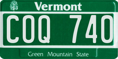 VT license plate COQ740