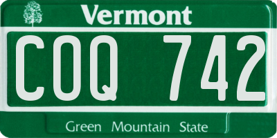VT license plate COQ742