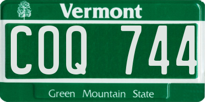 VT license plate COQ744