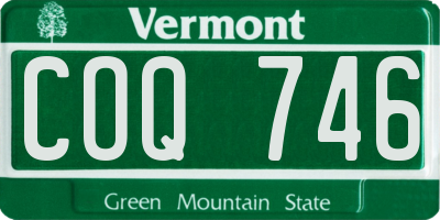 VT license plate COQ746