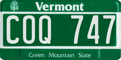 VT license plate COQ747