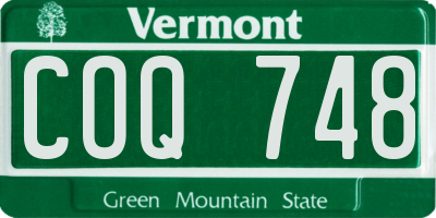 VT license plate COQ748