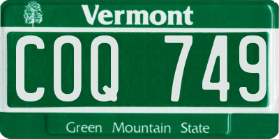 VT license plate COQ749