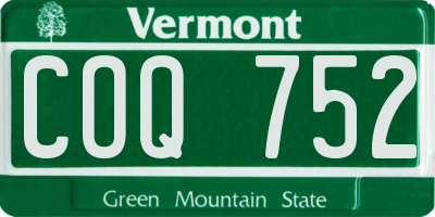 VT license plate COQ752