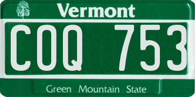 VT license plate COQ753