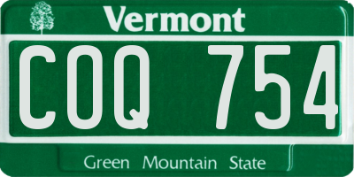 VT license plate COQ754