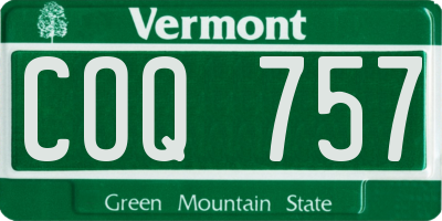 VT license plate COQ757