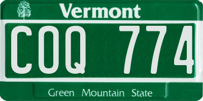 VT license plate COQ774