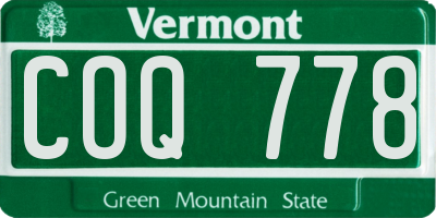 VT license plate COQ778