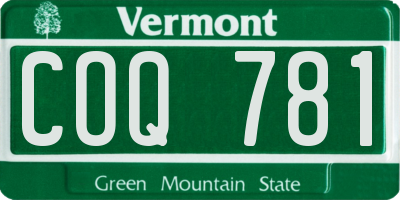 VT license plate COQ781