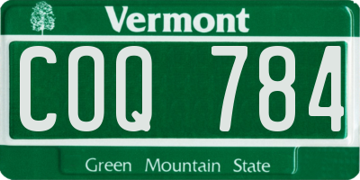 VT license plate COQ784