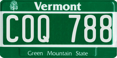 VT license plate COQ788