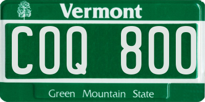 VT license plate COQ800