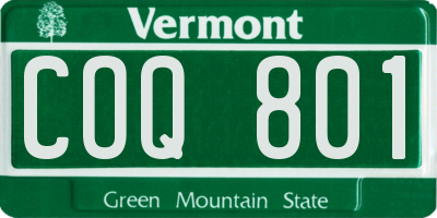 VT license plate COQ801