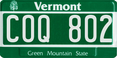 VT license plate COQ802