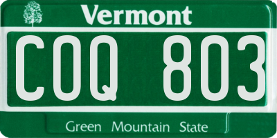 VT license plate COQ803