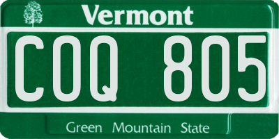 VT license plate COQ805