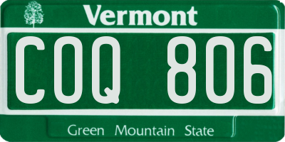 VT license plate COQ806