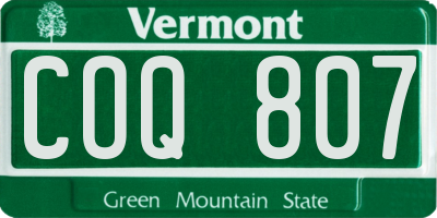 VT license plate COQ807