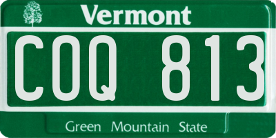 VT license plate COQ813