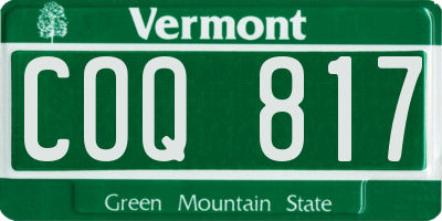 VT license plate COQ817