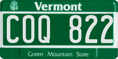 VT license plate COQ822
