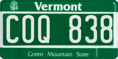 VT license plate COQ838