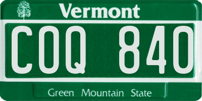 VT license plate COQ840