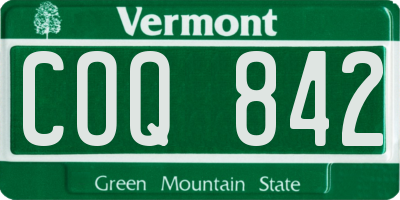 VT license plate COQ842