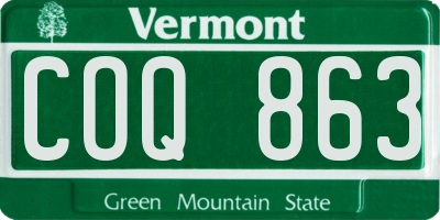 VT license plate COQ863