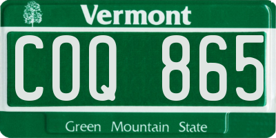 VT license plate COQ865