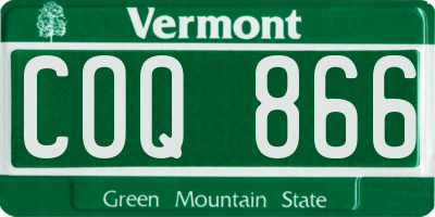 VT license plate COQ866