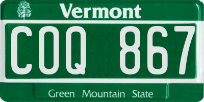 VT license plate COQ867