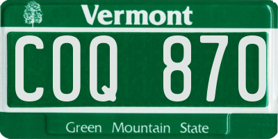 VT license plate COQ870