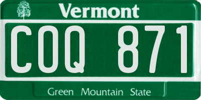 VT license plate COQ871