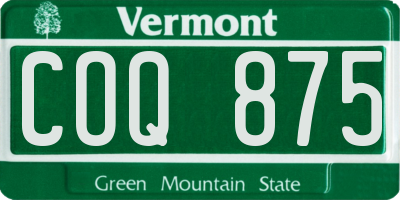 VT license plate COQ875