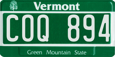 VT license plate COQ894