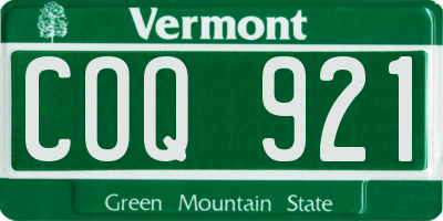 VT license plate COQ921
